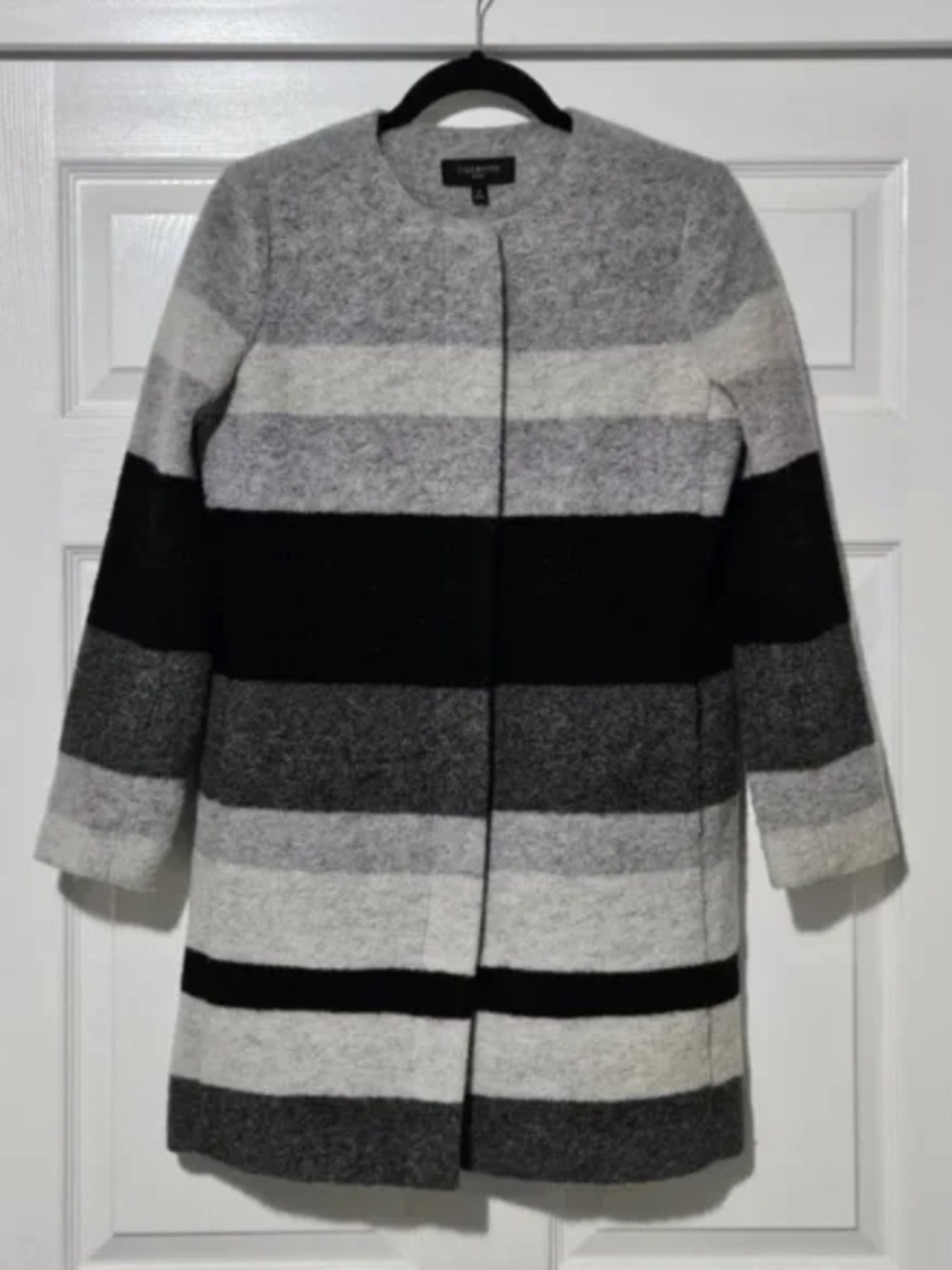 Talbots Striped Boiled Wool Coat Small Petite